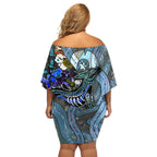 Kangaroo Aboriginal Pattern Dot Art Off Shoulder Short Dress