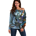 Kangaroo Aboriginal Pattern Dot Art Off Shoulder Sweater