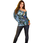 Kangaroo Aboriginal Pattern Dot Art Off Shoulder Sweater