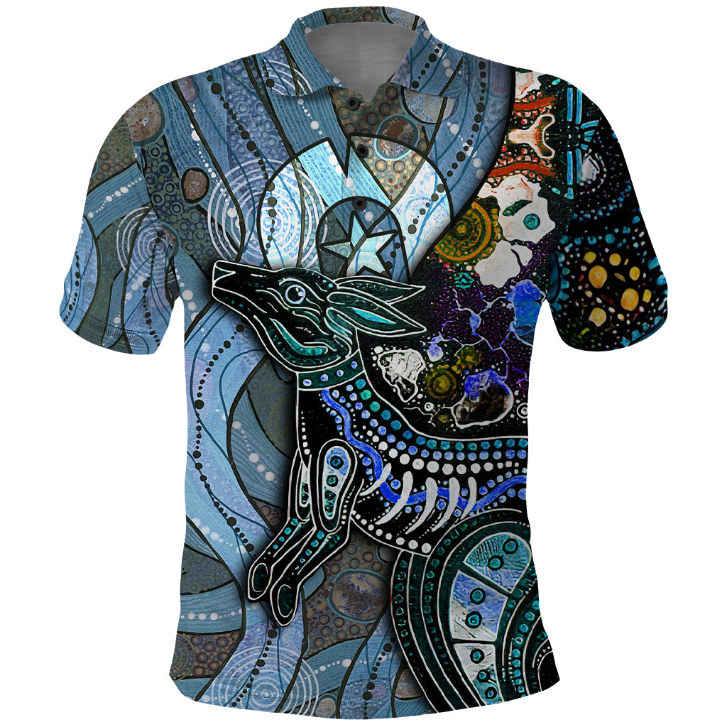 Kangaroo Aboriginal Pattern Dot Art Polo Shirt