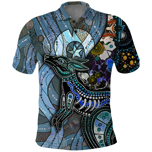 Kangaroo Aboriginal Pattern Dot Art Polo Shirt