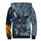 Kangaroo Aboriginal Pattern Dot Art Sherpa Hoodie