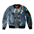 Kangaroo Aboriginal Pattern Dot Art Sleeve Zip Bomber Jacket