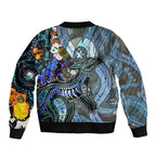 Kangaroo Aboriginal Pattern Dot Art Sleeve Zip Bomber Jacket