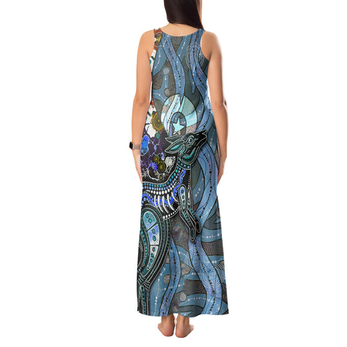 Kangaroo Aboriginal Pattern Dot Art Tank Maxi Dress