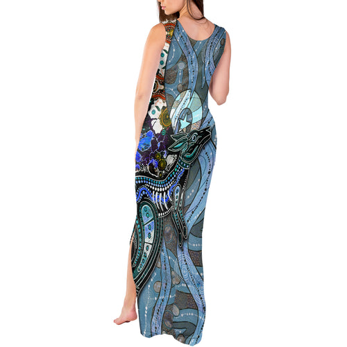 Kangaroo Aboriginal Pattern Dot Art Tank Maxi Dress