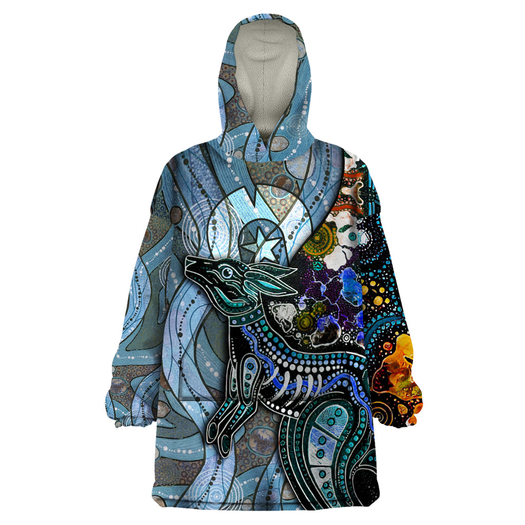 Kangaroo Aboriginal Pattern Dot Art Wearable Blanket Hoodie