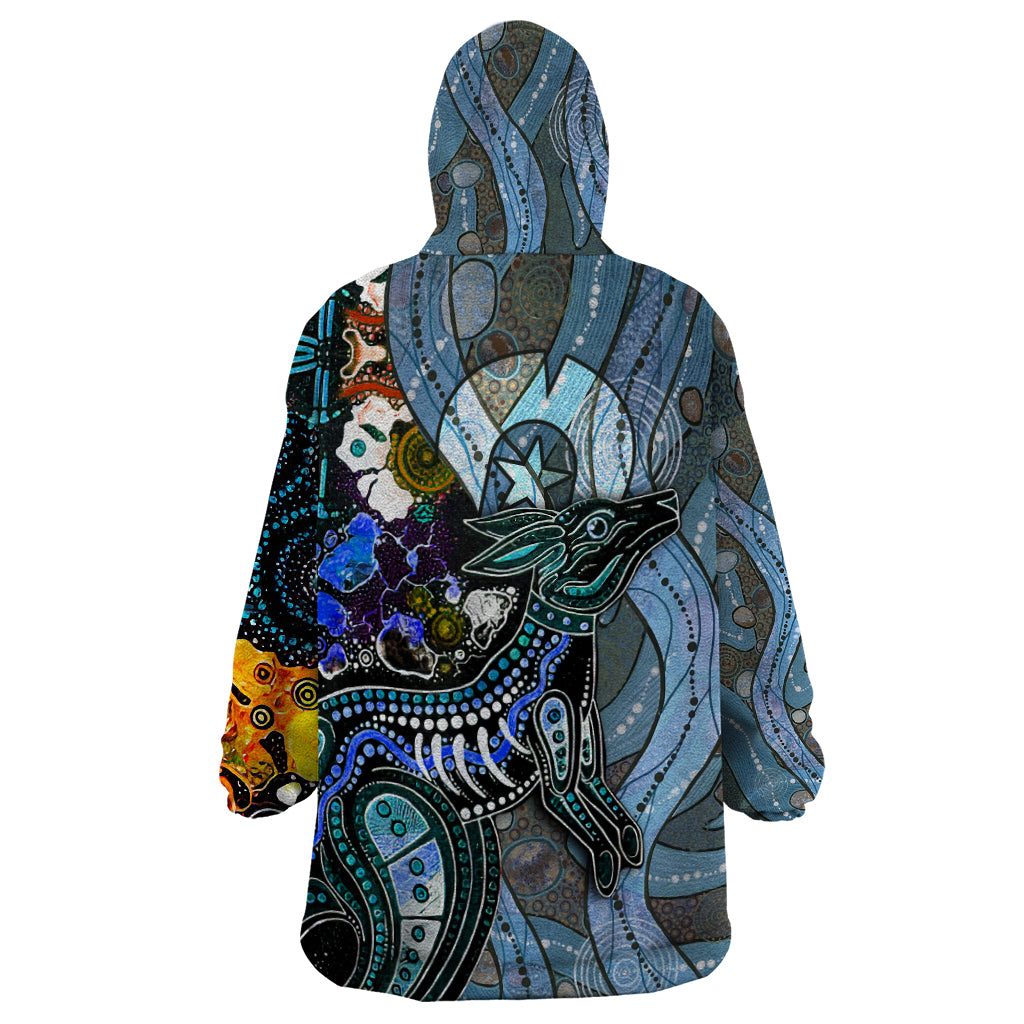 Kangaroo Aboriginal Pattern Dot Art Wearable Blanket Hoodie