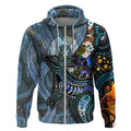 Kangaroo Aboriginal Pattern Dot Art Zip Hoodie
