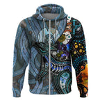 Kangaroo Aboriginal Pattern Dot Art Zip Hoodie