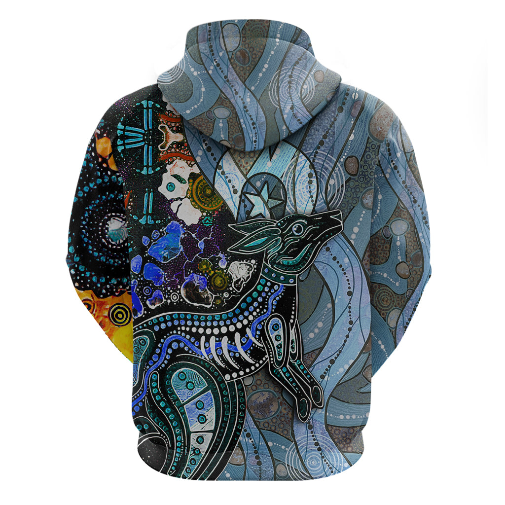 Kangaroo Aboriginal Pattern Dot Art Zip Hoodie