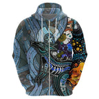 Kangaroo Aboriginal Pattern Dot Art Zip Hoodie