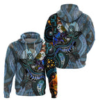 Kangaroo Aboriginal Pattern Dot Art Zip Hoodie