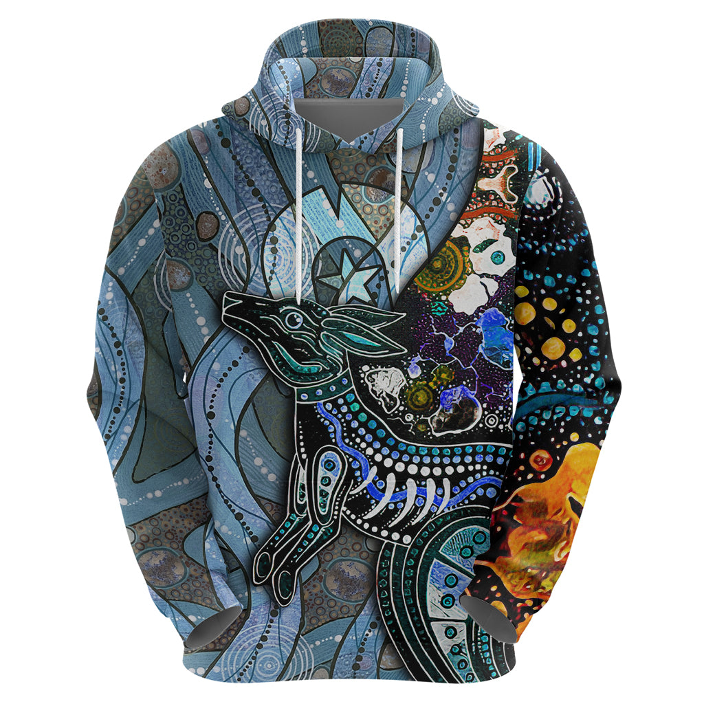 Kangaroo Aboriginal Pattern Dot Art Zip Hoodie