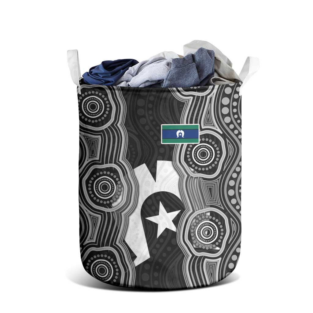 Torres Strait Islander Laundry Basket Flag Feather Headdress Indigenous Dotwork Tribal Art