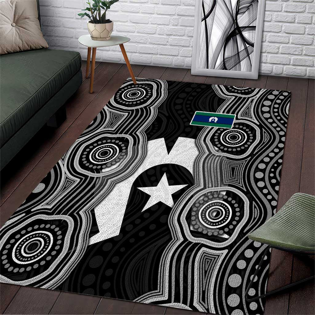 Torres Strait Islander Area Rug Flag Feather Headdress Indigenous Dotwork Tribal Art