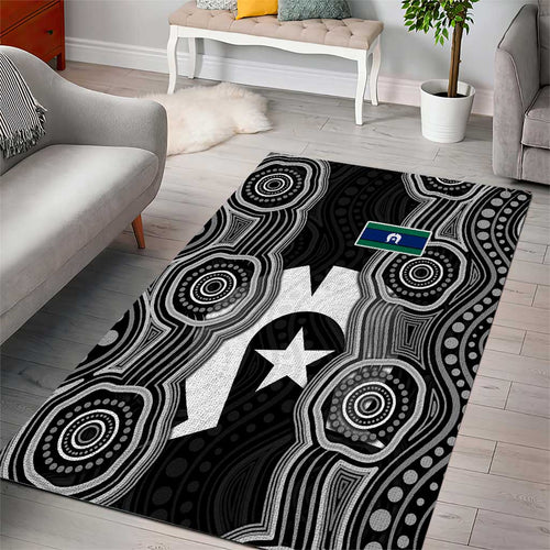Torres Strait Islander Area Rug Flag Feather Headdress Indigenous Dotwork Tribal Art