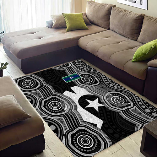 Torres Strait Islander Area Rug Flag Feather Headdress Indigenous Dotwork Tribal Art