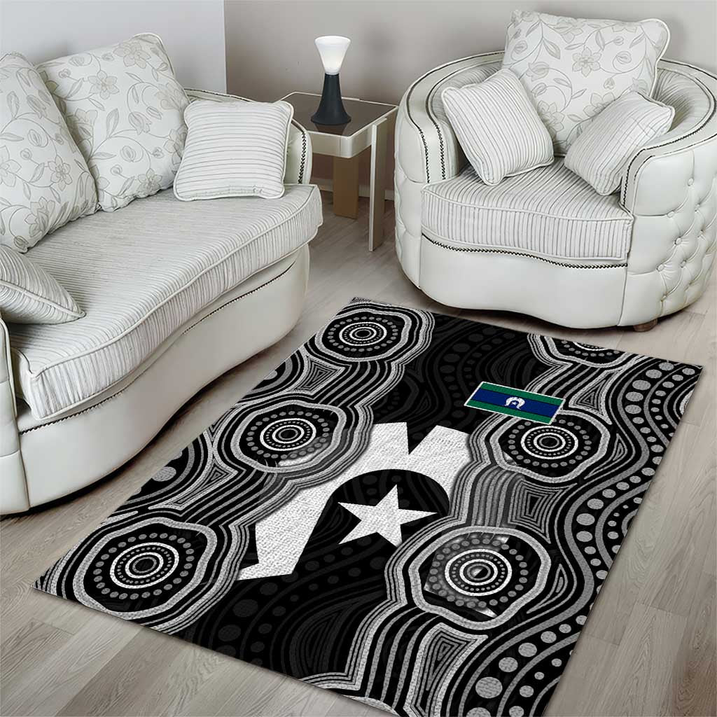 Torres Strait Islander Area Rug Flag Feather Headdress Indigenous Dotwork Tribal Art