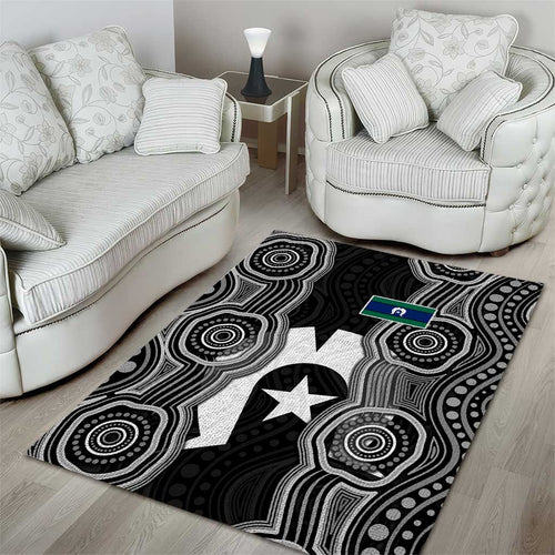 Torres Strait Islander Area Rug Flag Feather Headdress Indigenous Dotwork Tribal Art