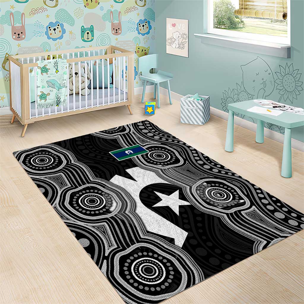 Torres Strait Islander Area Rug Flag Feather Headdress Indigenous Dotwork Tribal Art