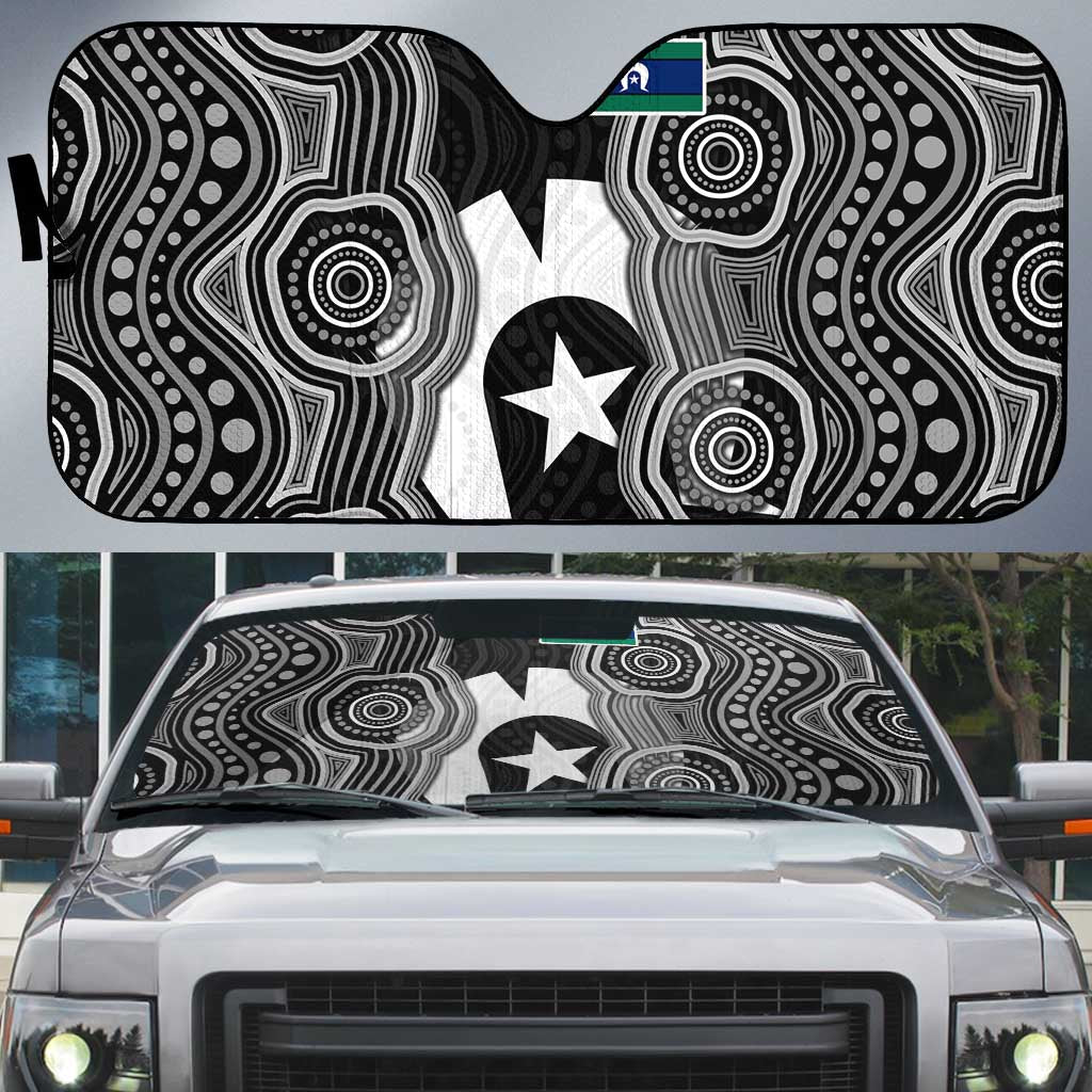 Torres Strait Islander Auto Sun Shade Flag Feather Headdress Indigenous Dotwork Tribal Art