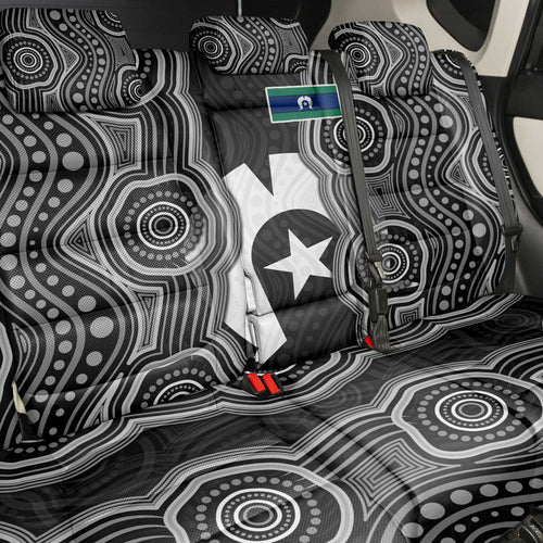 Torres Strait Islander Back Car Seat Cover Flag Feather Headdress Indigenous Dotwork Tribal Art
