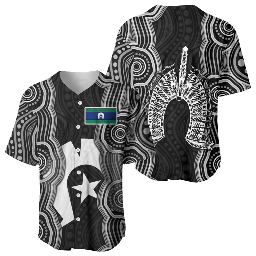 Torres Strait Islander Baseball Jersey Flag Feather Headdress Indigenous Dotwork Tribal Art