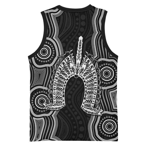Torres Strait Islander Basketball Jersey Flag Feather Headdress Indigenous Dotwork Tribal Art