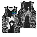 Torres Strait Islander Basketball Jersey Flag Feather Headdress Indigenous Dotwork Tribal Art