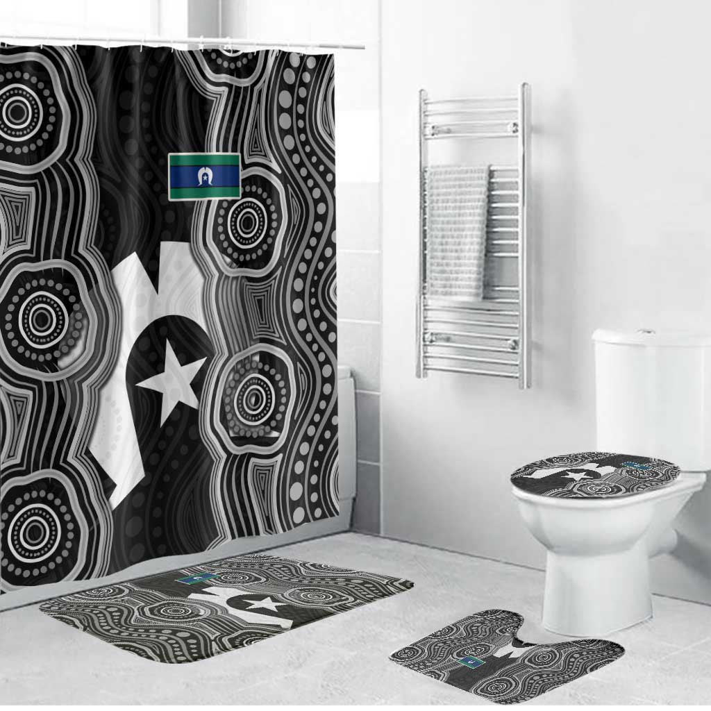 Torres Strait Islander Bathroom Set Flag Feather Headdress Indigenous Dotwork Tribal Art