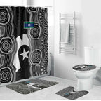 Torres Strait Islander Bathroom Set Flag Feather Headdress Indigenous Dotwork Tribal Art