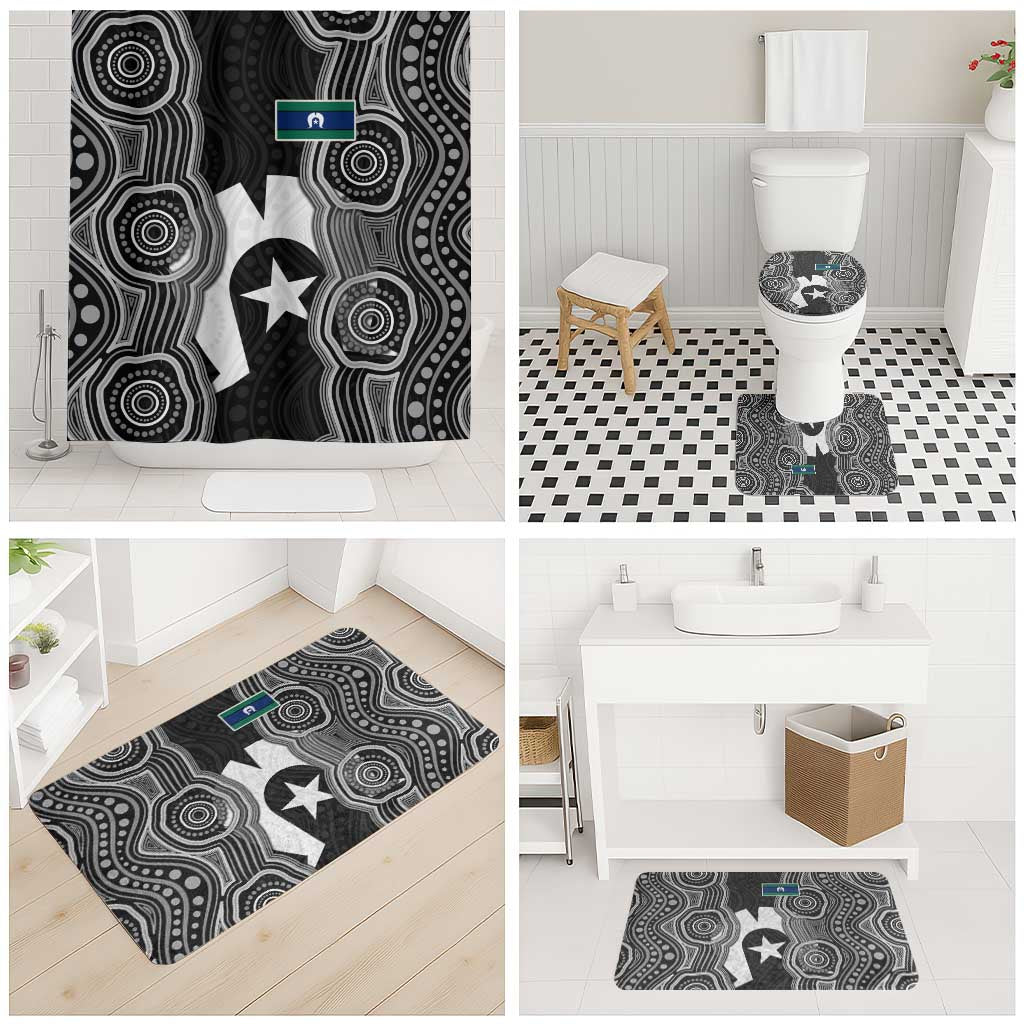 Torres Strait Islander Bathroom Set Flag Feather Headdress Indigenous Dotwork Tribal Art