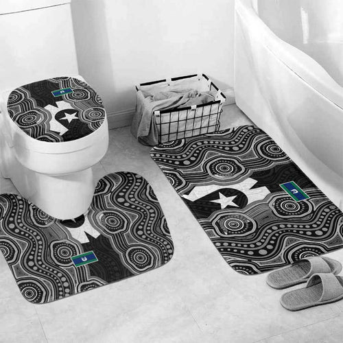 Torres Strait Islander Bathroom Set Flag Feather Headdress Indigenous Dotwork Tribal Art
