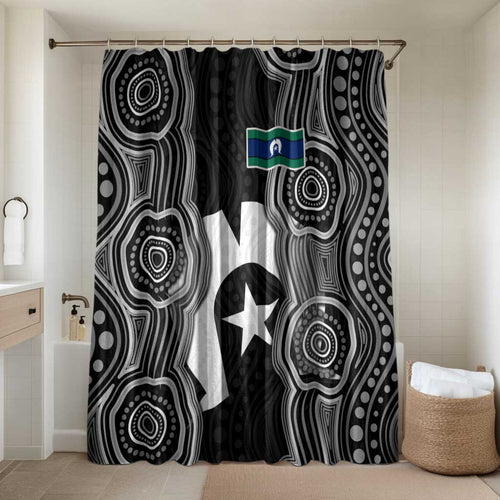 Torres Strait Islander Bathroom Set Flag Feather Headdress Indigenous Dotwork Tribal Art