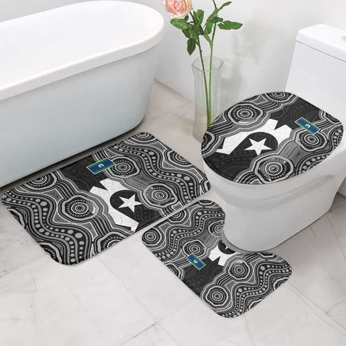 Torres Strait Islander Bathroom Set Flag Feather Headdress Indigenous Dotwork Tribal Art