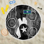 Torres Strait Islander Beach Blanket Flag Feather Headdress Indigenous Dotwork Tribal Art