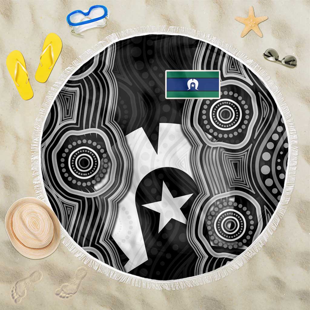 Torres Strait Islander Beach Blanket Flag Feather Headdress Indigenous Dotwork Tribal Art