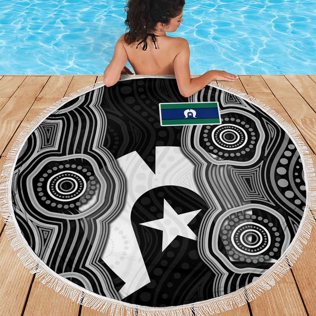 Torres Strait Islander Beach Blanket Flag Feather Headdress Indigenous Dotwork Tribal Art