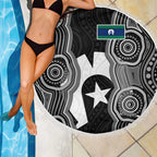 Torres Strait Islander Beach Blanket Flag Feather Headdress Indigenous Dotwork Tribal Art