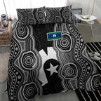 Torres Strait Islander Bedding Set Flag Feather Headdress Indigenous Dotwork Tribal Art