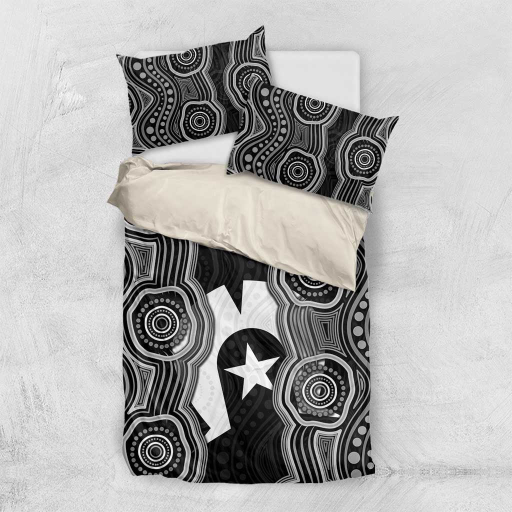 Torres Strait Islander Bedding Set Flag Feather Headdress Indigenous Dotwork Tribal Art