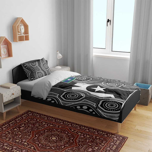 Torres Strait Islander Bedding Set Flag Feather Headdress Indigenous Dotwork Tribal Art