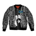 Torres Strait Islander Bomber Jacket Flag Feather Headdress Indigenous Dotwork Tribal Art