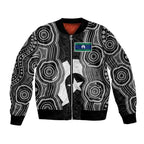 Torres Strait Islander Bomber Jacket Flag Feather Headdress Indigenous Dotwork Tribal Art