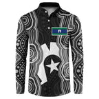 Torres Strait Islander Button Sweatshirt Flag Feather Headdress Indigenous Dotwork Tribal Art