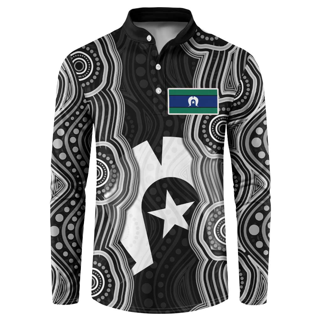 Torres Strait Islander Button Sweatshirt Flag Feather Headdress Indigenous Dotwork Tribal Art