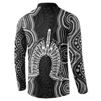 Torres Strait Islander Button Sweatshirt Flag Feather Headdress Indigenous Dotwork Tribal Art