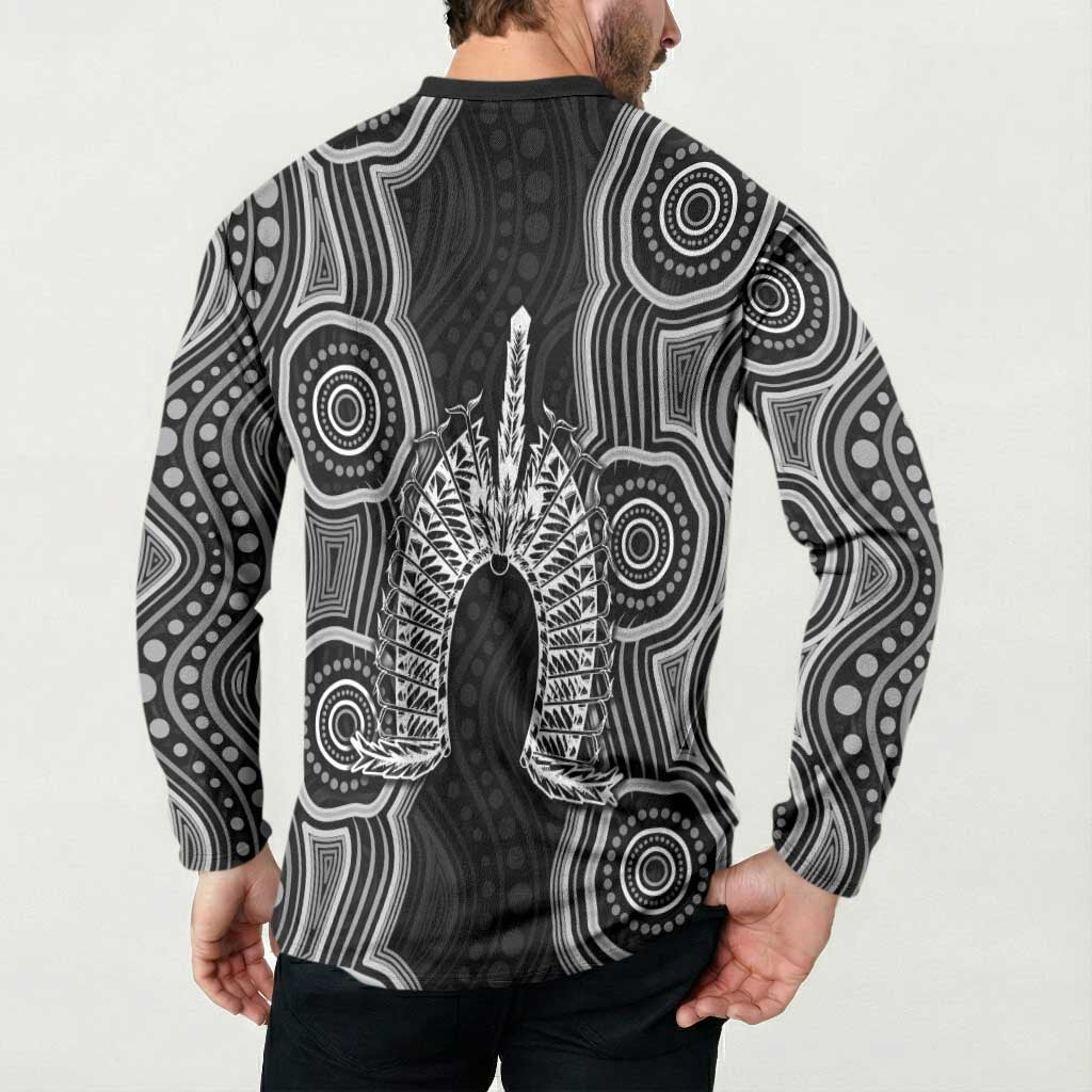 Torres Strait Islander Button Sweatshirt Flag Feather Headdress Indigenous Dotwork Tribal Art