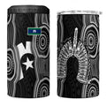 Torres Strait Islander 4 in 1 Can Cooler Tumbler Flag Feather Headdress Indigenous Dotwork Tribal Art